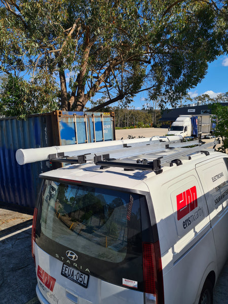 Hyundai Staria Roof Rack Package – Cross Bars, Ladder Racks & 4.6m Conduit Carrier 2