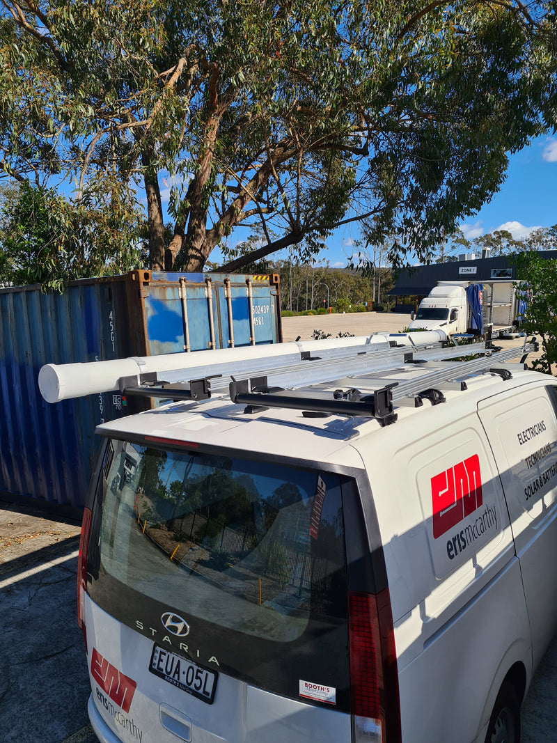 Hyundai Staria Roof Rack Package – Cross Bars, Ladder Racks & 4.6m Conduit Carrier 2