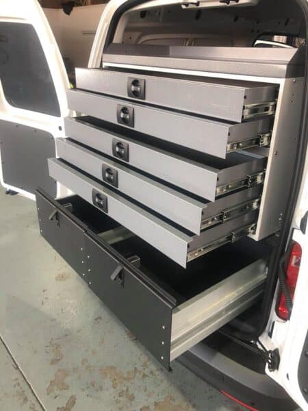 RolaCase metal drawer kit installed in commercial vehicle