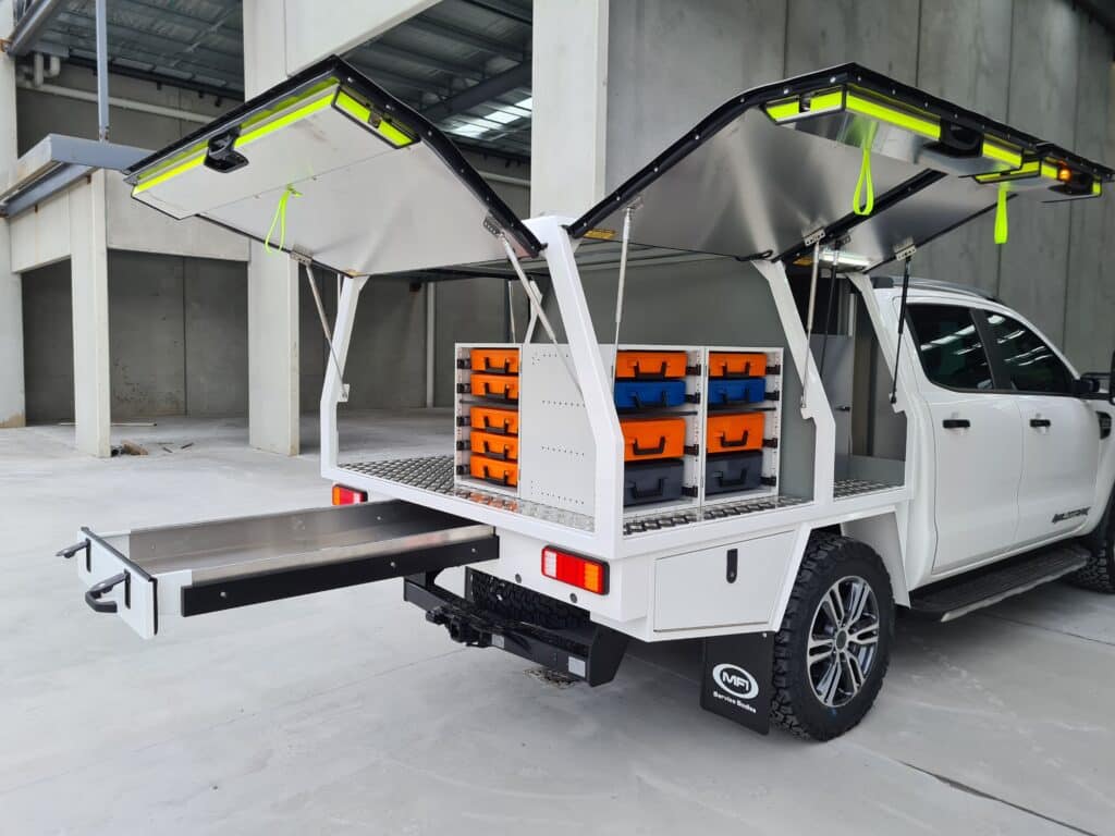 RolaCase canopy shelving fitout showing quality construction