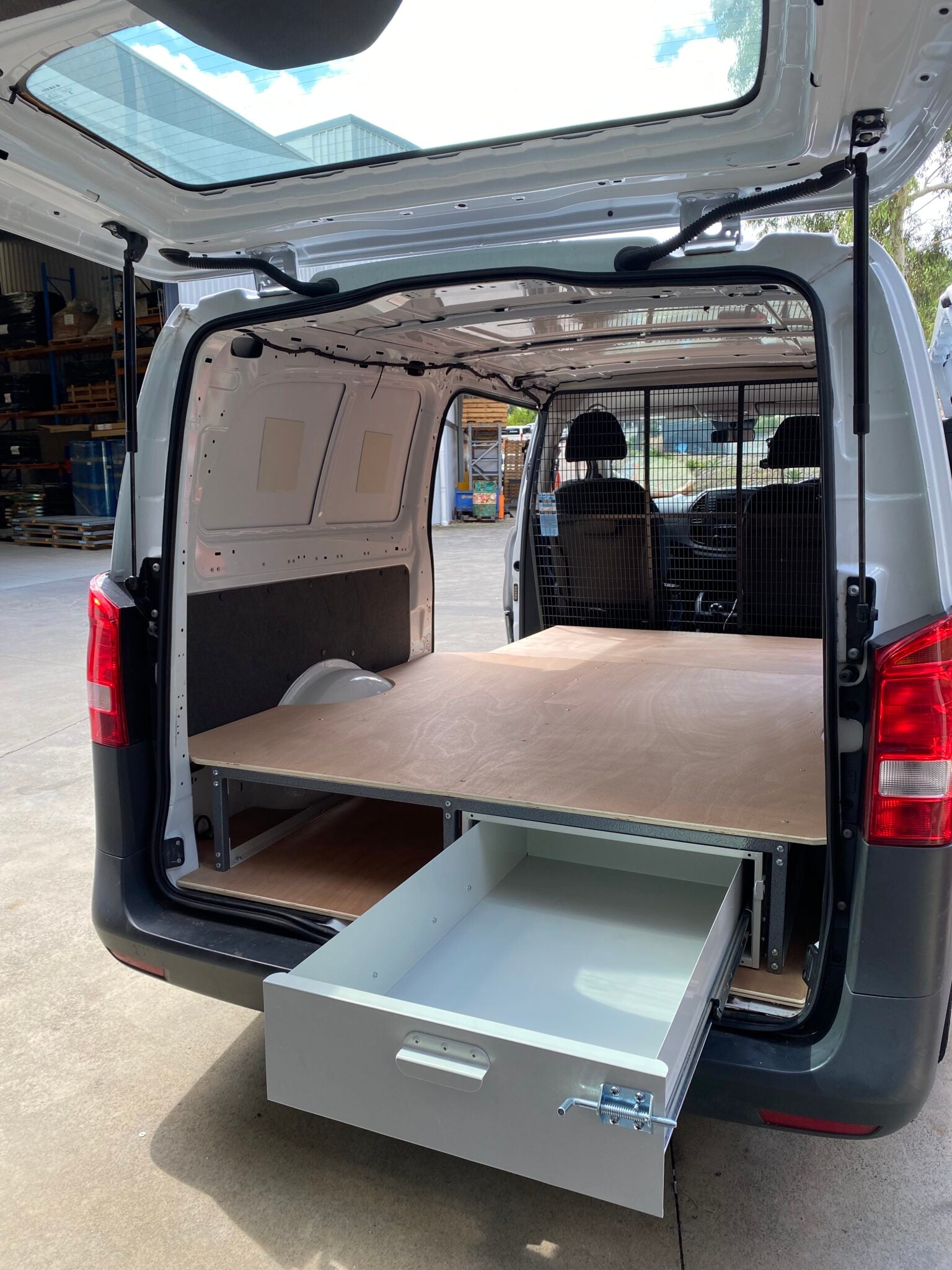 RolaCase van drawer system pulled out showing tool storage