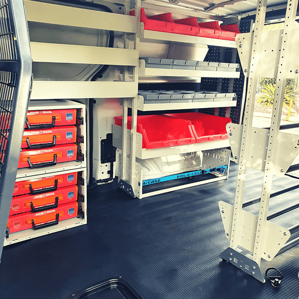 RolaCase national service team installing van shelving kit