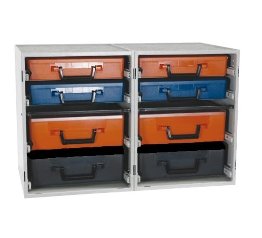 Dual Cabinet Vehicle Storage Kit with 8 Carry Cases