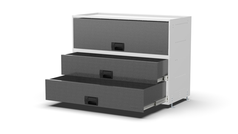 Drawers open – RCKIT100/22 Vehicle Metal Drawer Kit