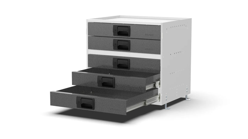 Drawers open – RCKIT60/6 Vehicle Metal Drawer Kit
