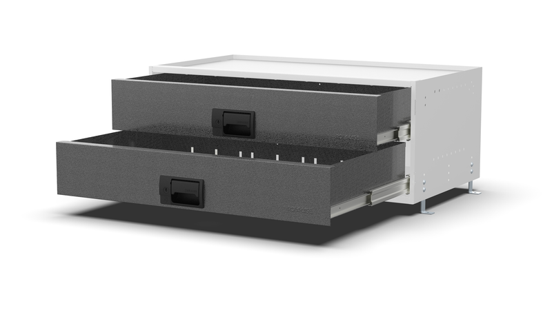 Drawers open – RCKIT80/3 Vehicle Metal Drawer Kit