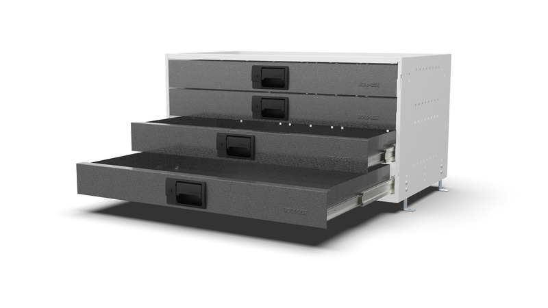Drawers open – RCKIT80/4 Vehicle Metal Drawer Kit