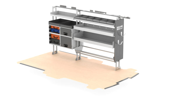 RolaShelf Drivers Side Deluxe Van Kit – Low/Mid Roof Universal 8+12 v1 