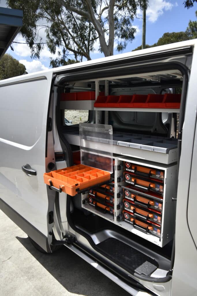 RolaCase cabinet kits and metal drawers for van storage