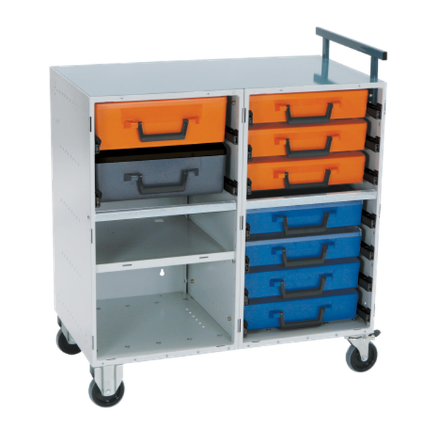Heavy-Duty RolaCase Mobile Storage Kit – 9 Cases + Shelf